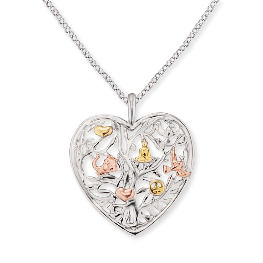 Angel Whisperer Sterling Silver RGP Heart Necklace 21mm 18" - Samuel Perry
