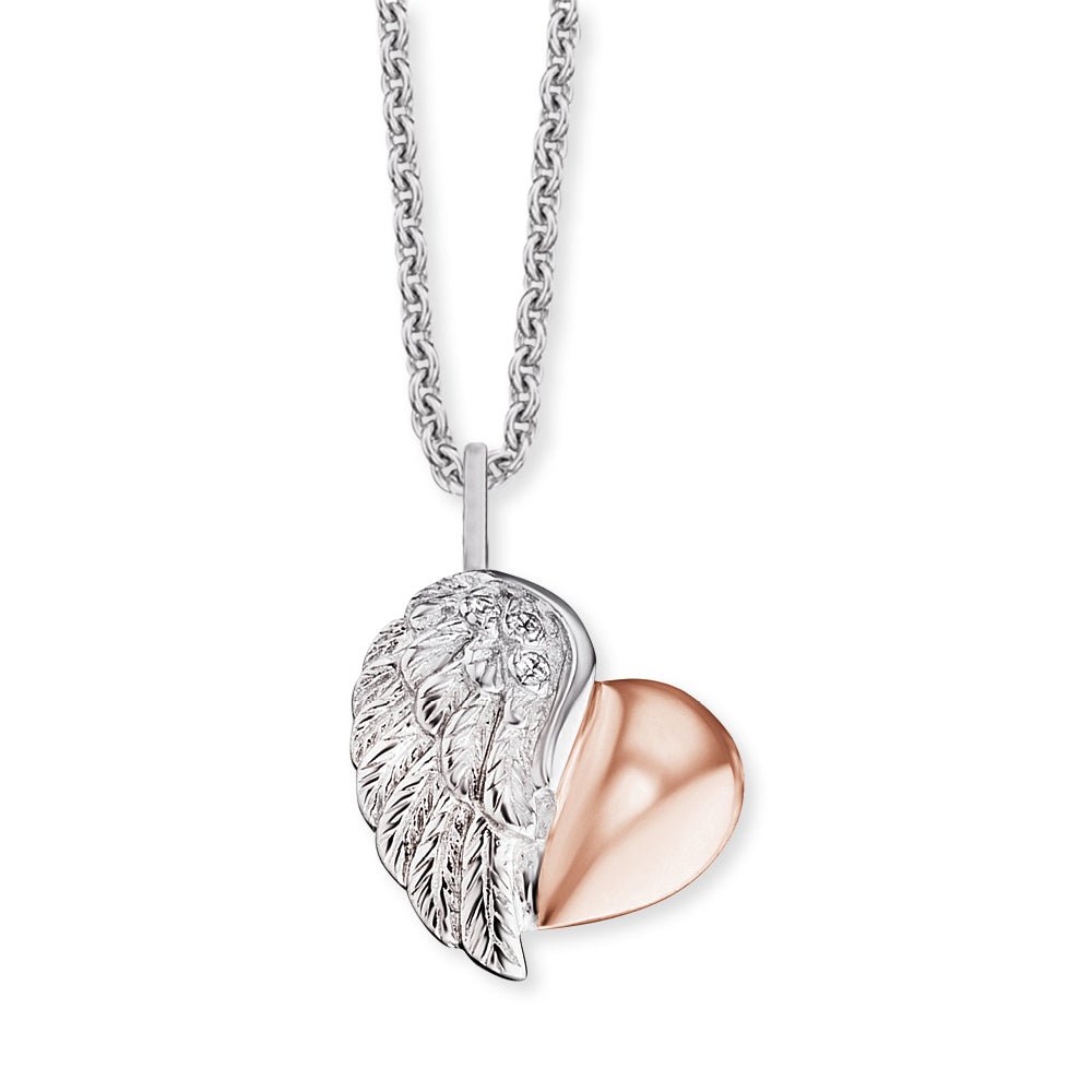 Angel Whisperer Sterling Silver RGP Heartwing CZ 11mm 18" - Samuel Perry