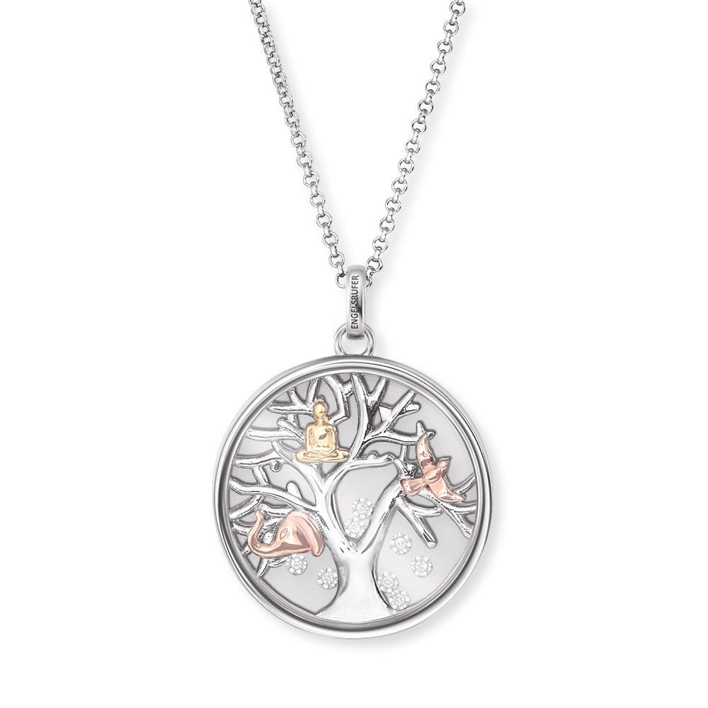 Angel Whisperer Sterling Silver Tree of Life CZ RGP Necklace 25mm 18" - Samuel Perry
