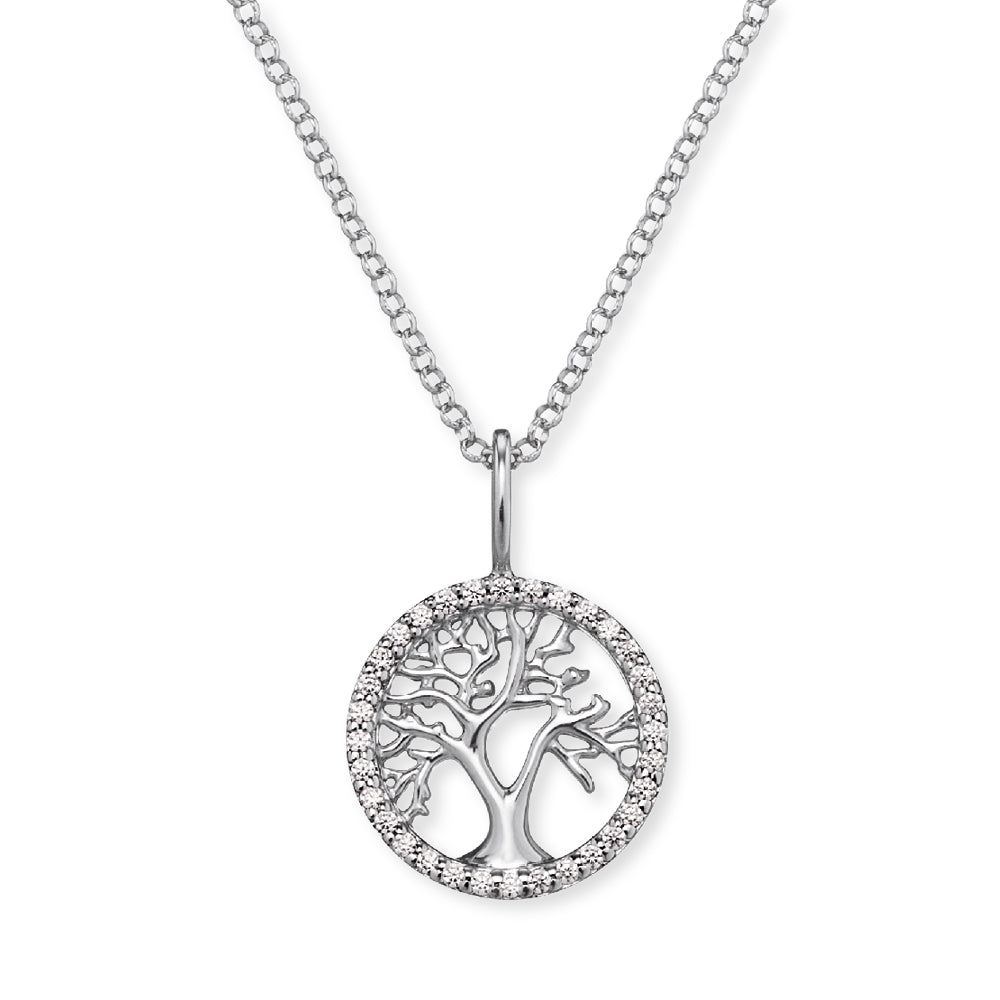 Angel Whisperer Sterling Silver Tree of Life Necklace 14mm 17" - Samuel Perry