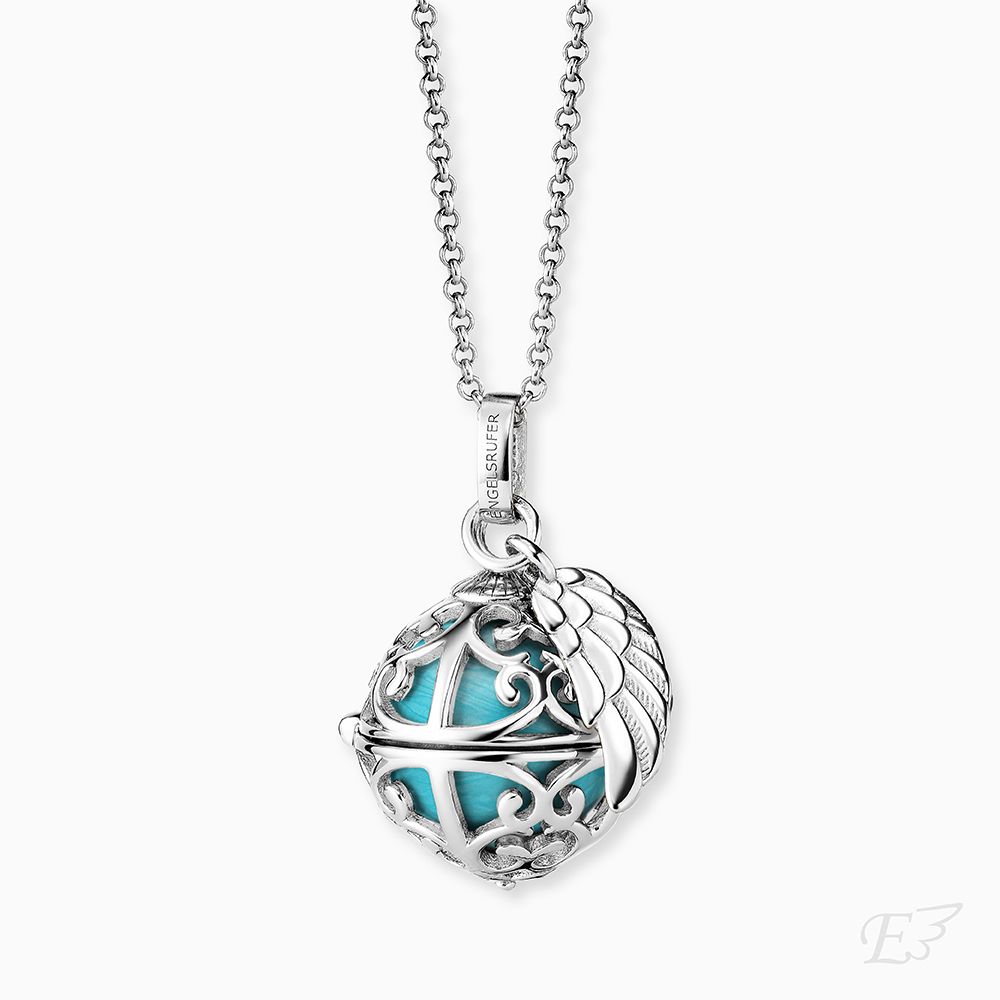Angel Whisperer Sterling Silver Turqioise Soundball Pendant 20mm - Samuel Perry