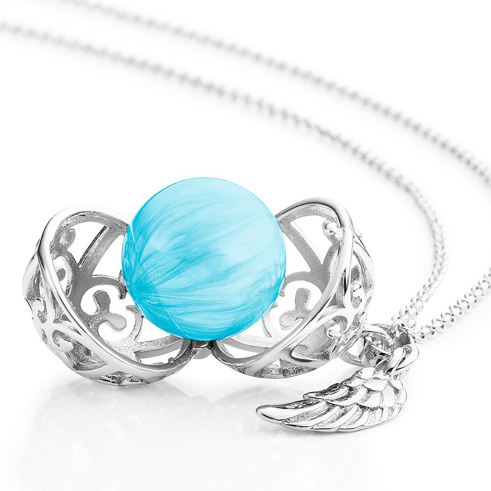 Angel Whisperer Sterling Silver Turqioise Soundball Pendant 20mm - Samuel Perry