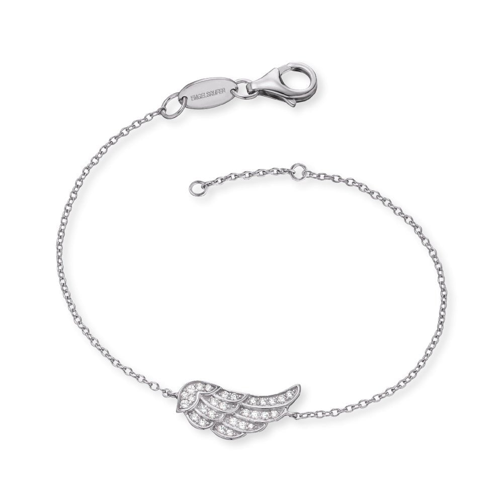 Angel Whisperer Sterling Silver Wing CZ Bracelet 7.75" - Samuel Perry