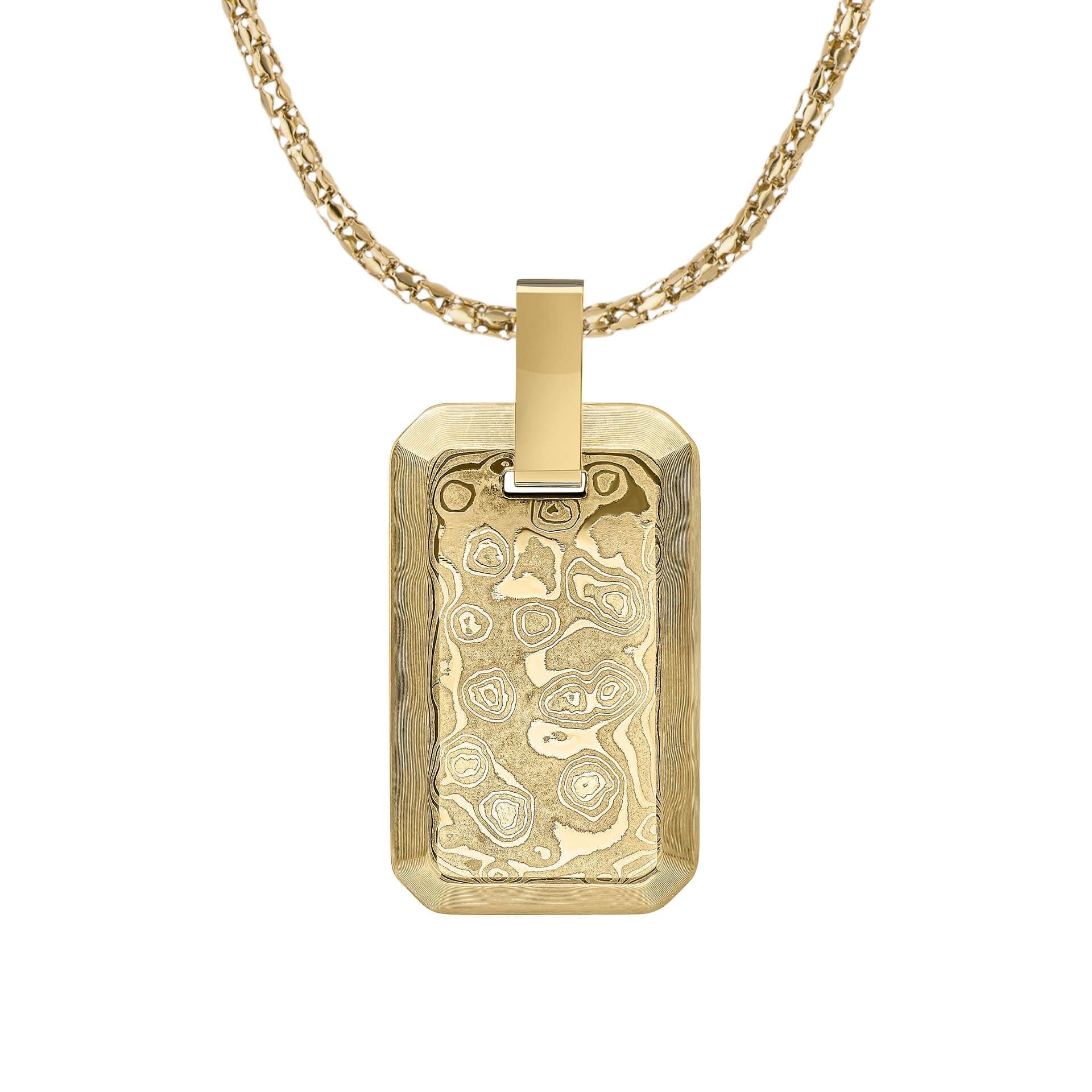 Damascus Gold Plated Rectangle Pendant - Samuel Perry