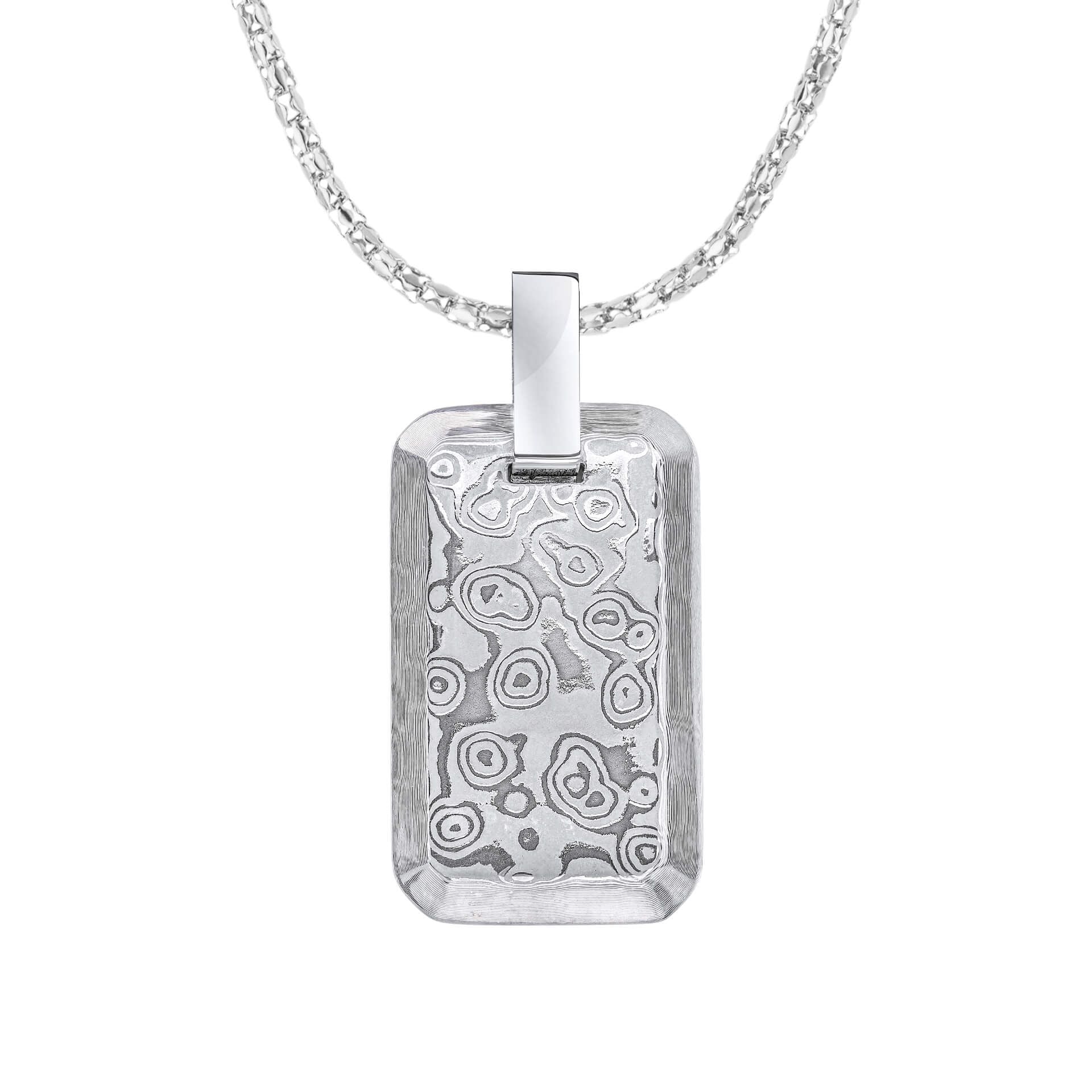 Damascus Steel Rectangle Pendant - Samuel Perry