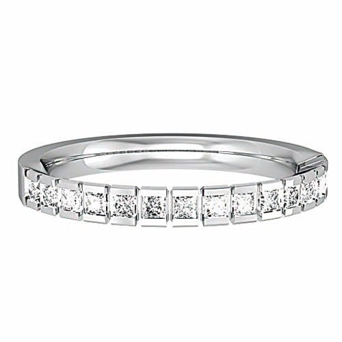 PLATINUM 2.5mm Diamond Wedding Ring Court Shape Women's Princess Cut Channel Set Classic Style 0.22ct ALL Sizes - Samuel Perry