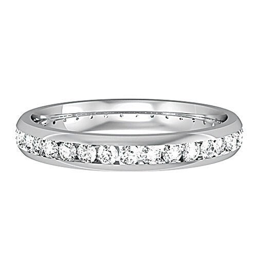 PLATINUM 3mm Diamond Wedding Ring Court Shape Women's Full Channel Set Classic Style 0.63ct ALL Sizes - Samuel Perry