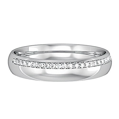 PLATINUM 4mm Diamond Wedding Ring Court Shape Women's Micro Claw Classic Style 0.10ct ALL Sizes - Samuel Perry