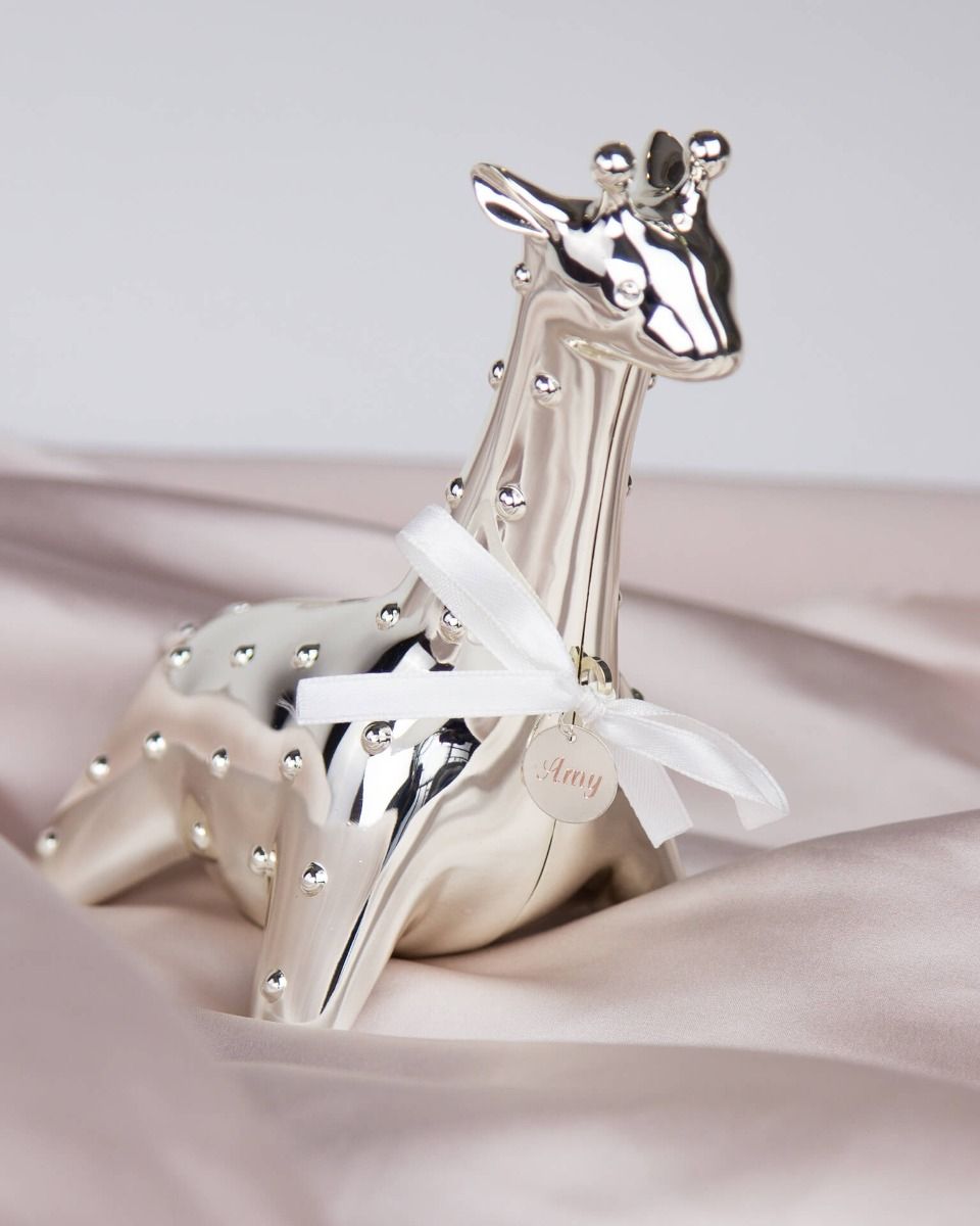 Silver Plated Giraffe Money Box - Samuel Perry