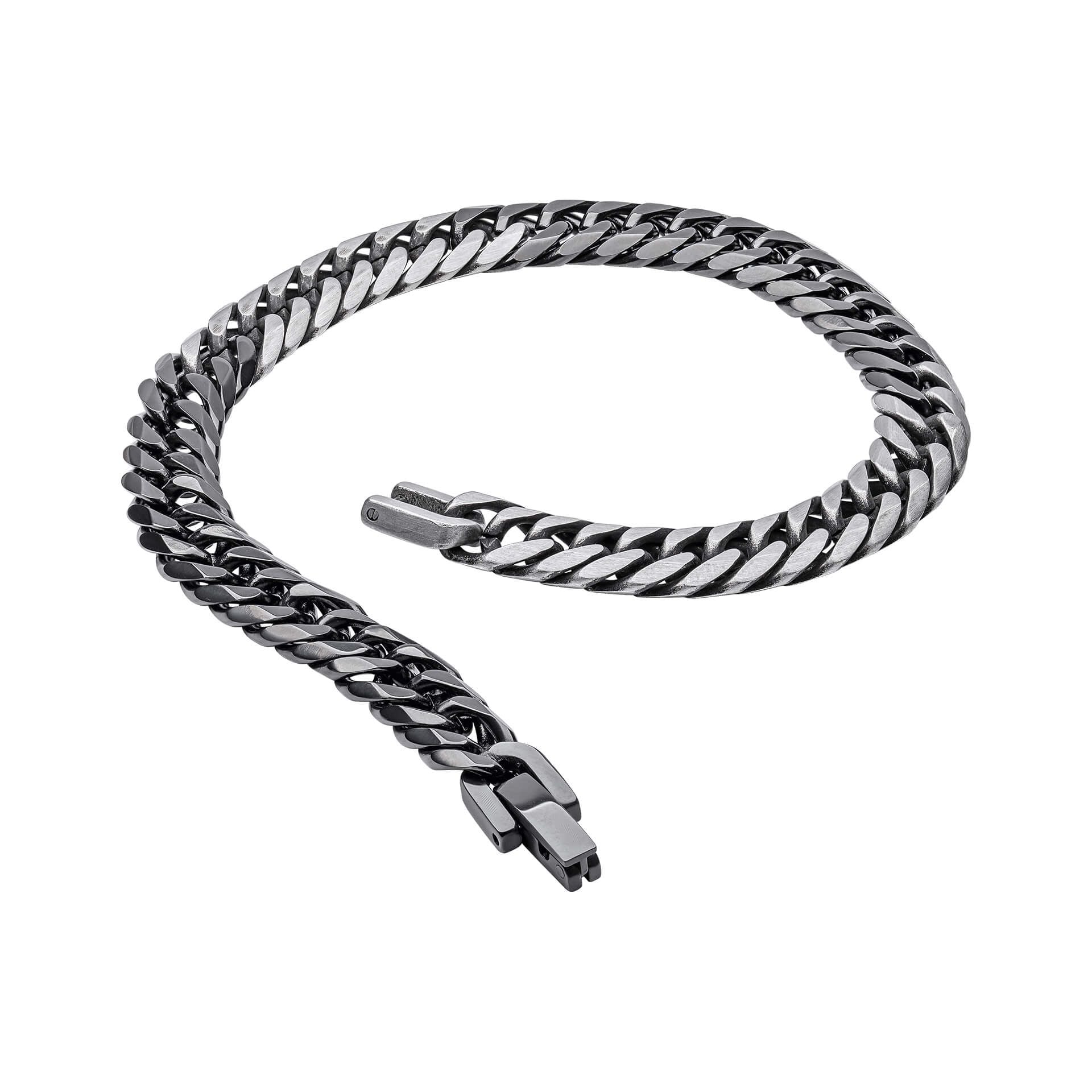 Stainless Steel Black 2-Tone Foxtail 21cm Bracelet - Samuel Perry