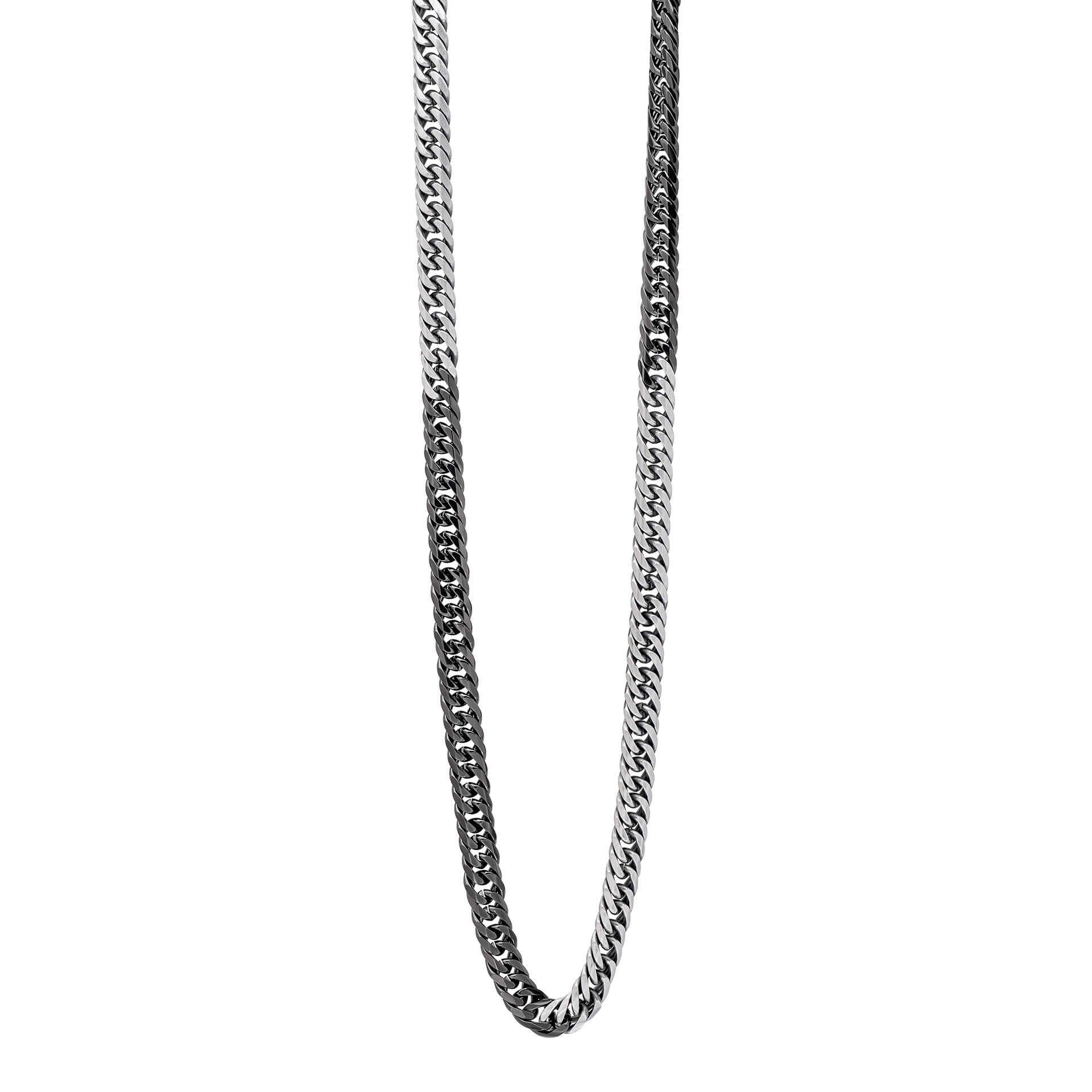 Stainless Steel Black 2-Tone Foxtail 55cm Necklace - Samuel Perry