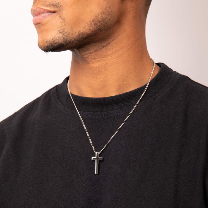 Stainless Steel Black PVD Cross Pendant - Samuel Perry