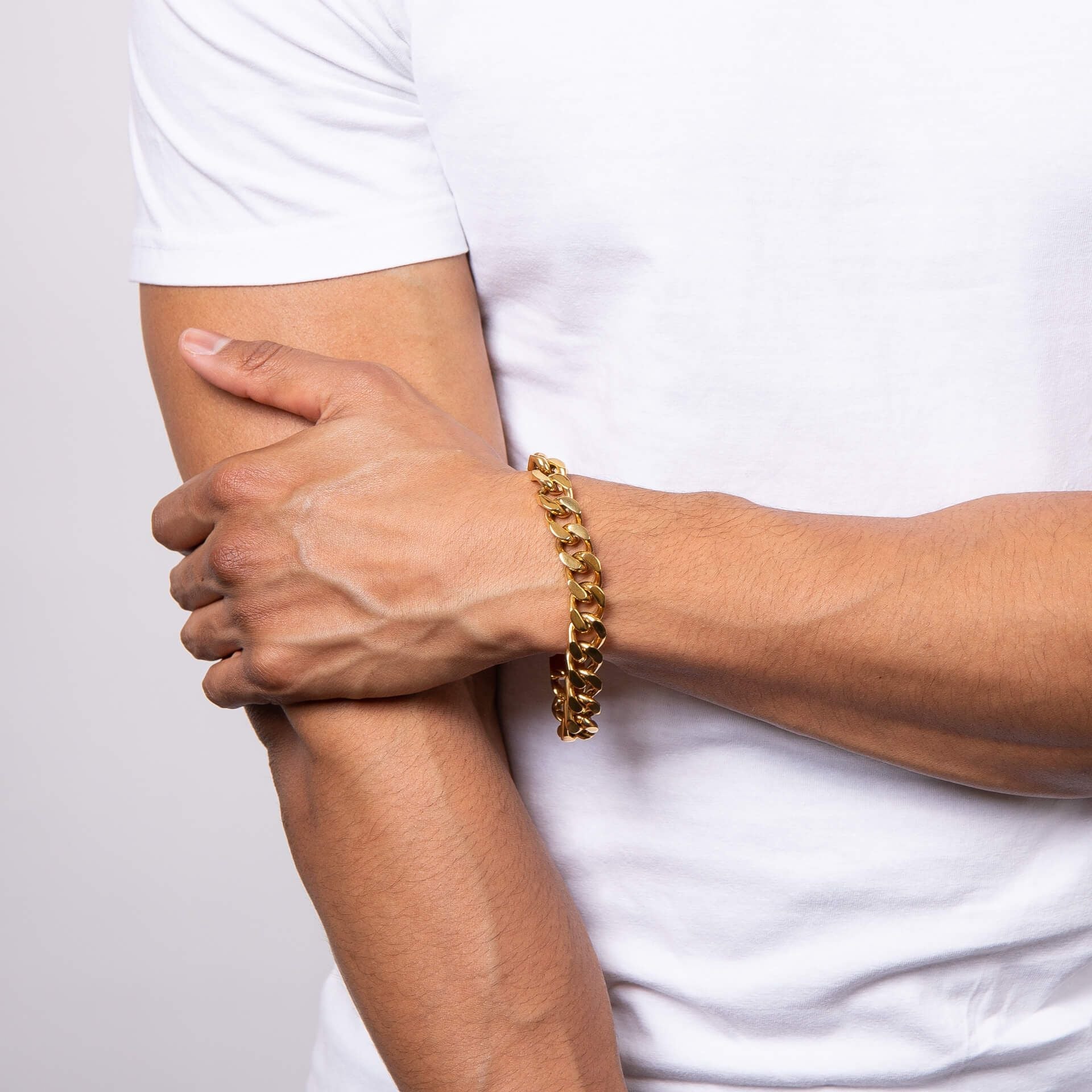 Stainless Steel Gold Plated 22cm Curb Bracelet - Samuel Perry
