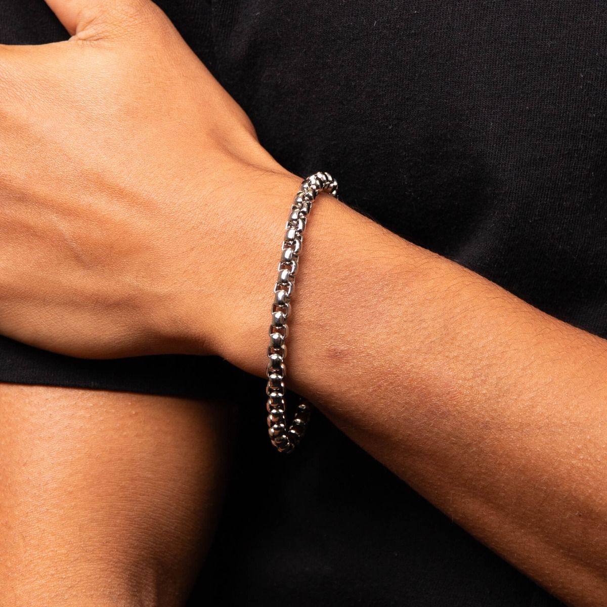 Stainless Steel Large Belcher Link 21.5cm Bracelet - Samuel Perry