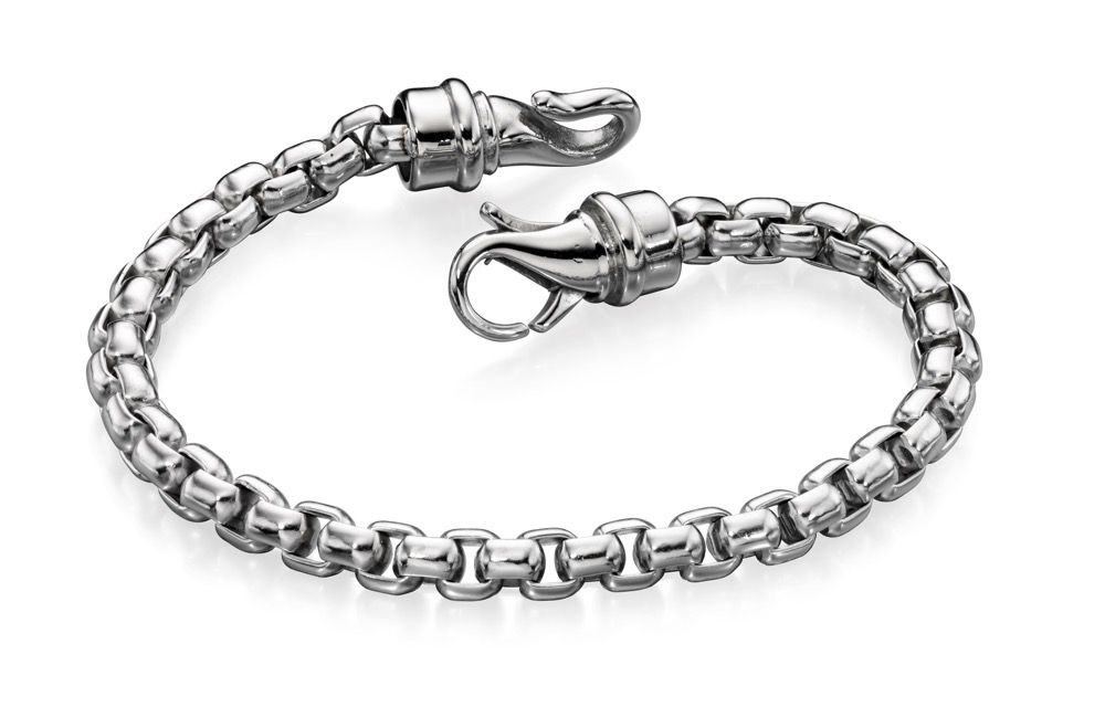 Stainless Steel Large Belcher Link 21.5cm Bracelet - Samuel Perry