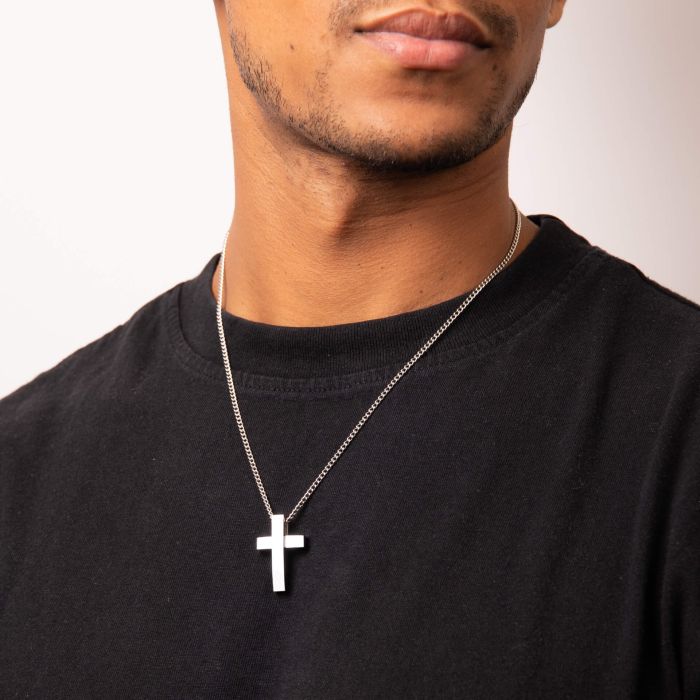 Stainless Steel Matte/Polish Cross Pendant - Samuel Perry