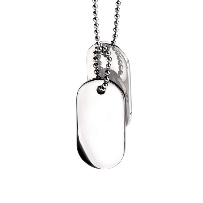 Stainless Steel Oval Dogtags 56cm Necklace - Samuel Perry