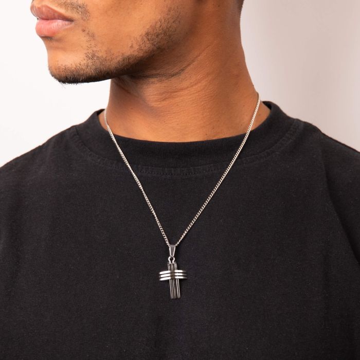 Stainless Steel Triple Cross Pendant - Samuel Perry