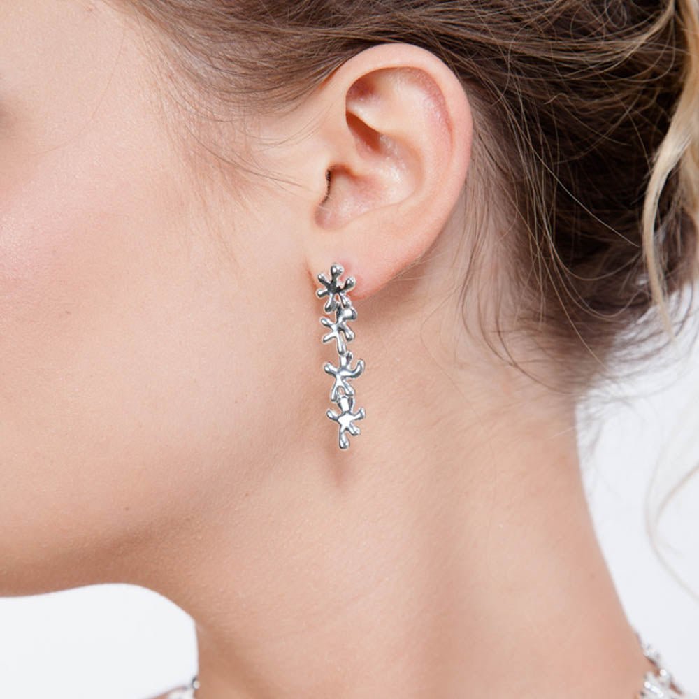 Sterling Silver 4 Splash Drop Earrings - Samuel Perry