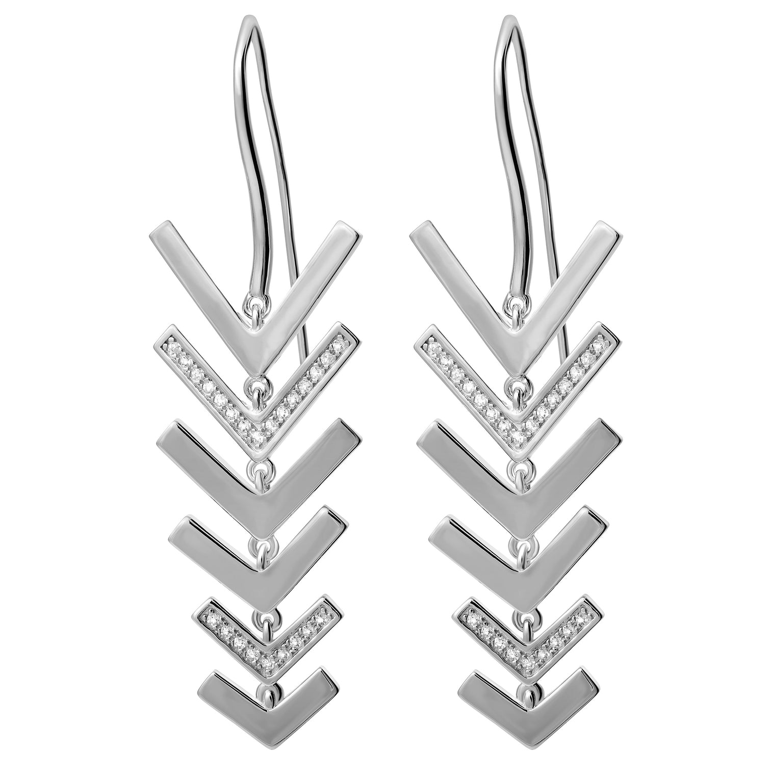 Sterling Silver Art Deco Arrow Drop Earrings - Samuel Perry