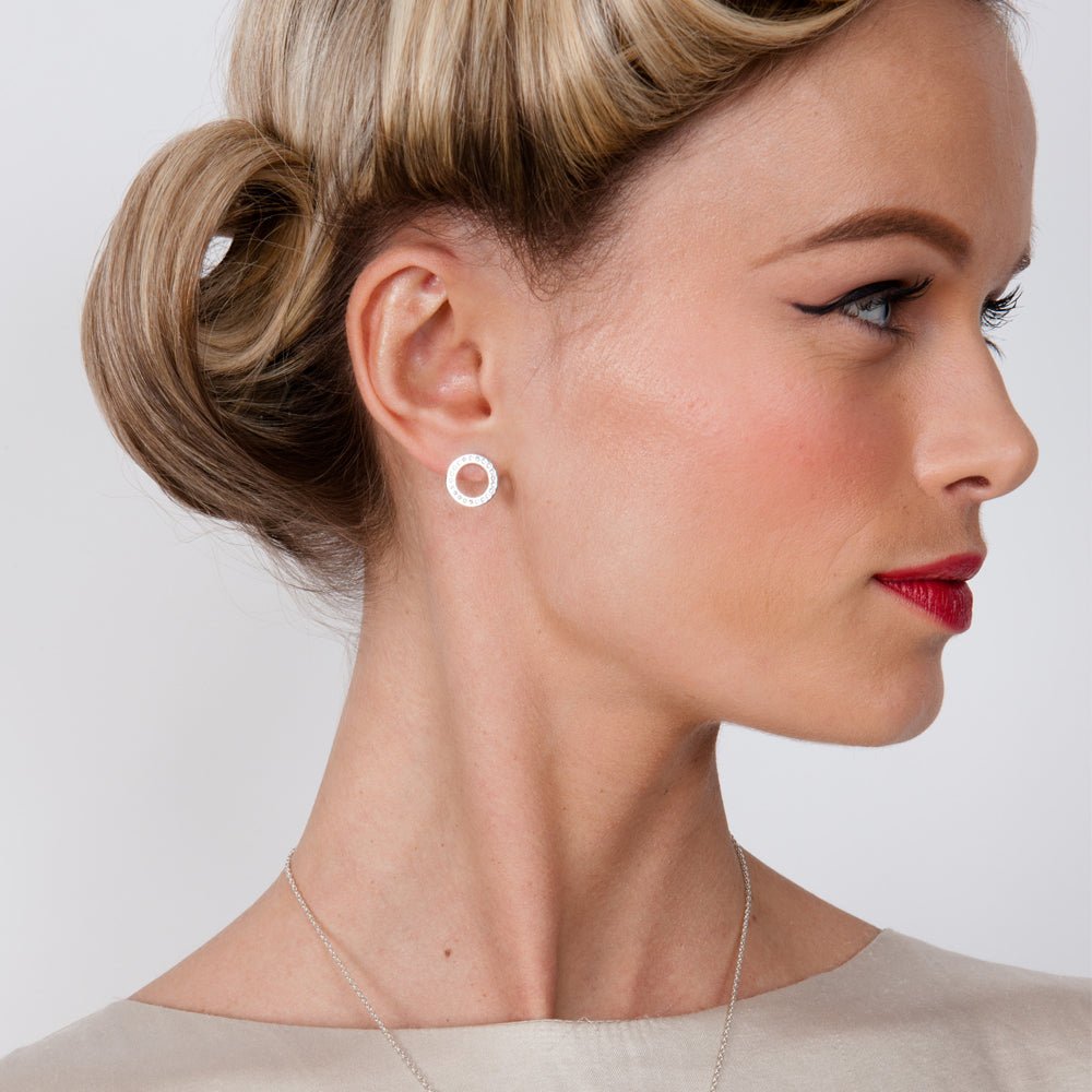 Sterling Silver Art Deco round studs - Samuel Perry