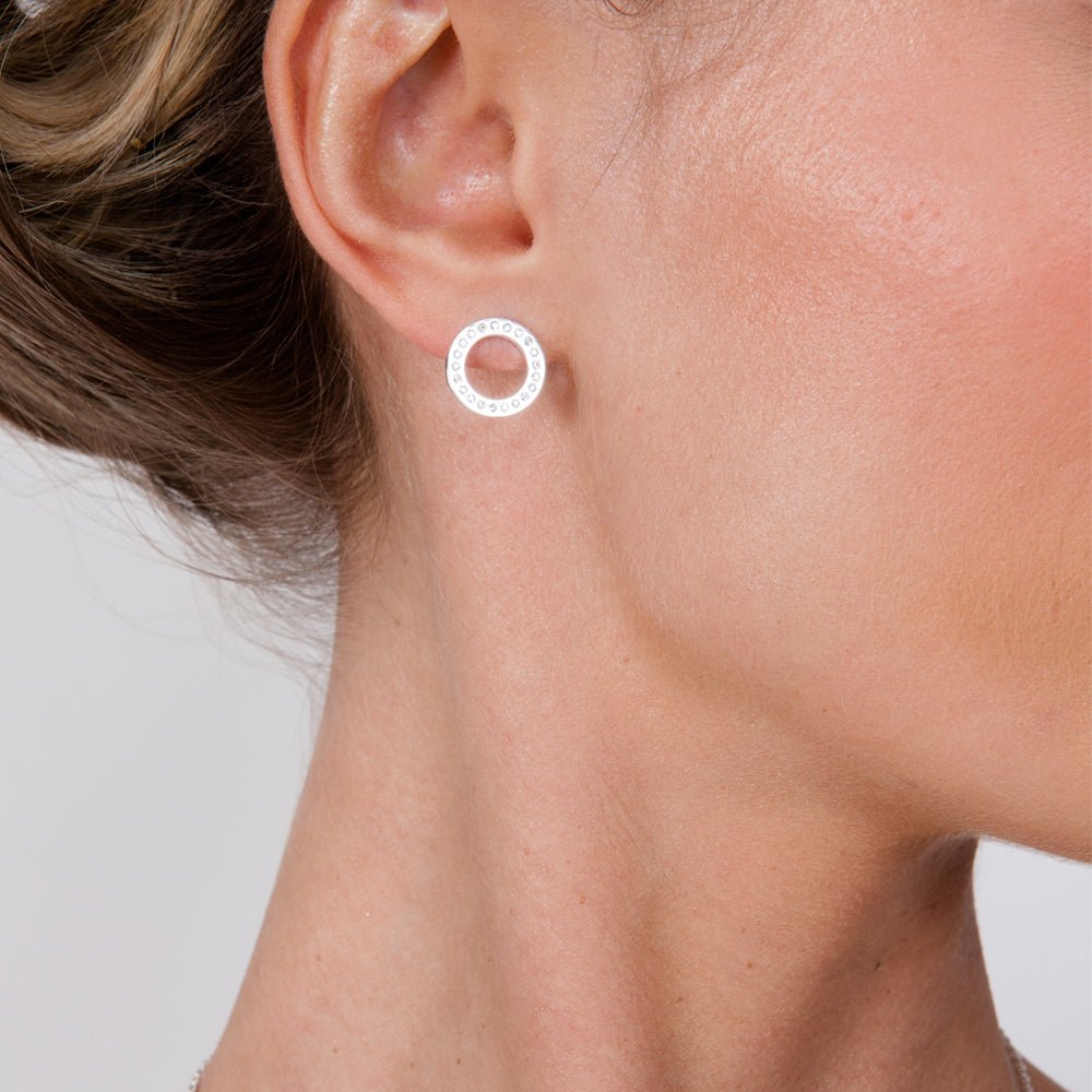 Sterling Silver Art Deco round studs - Samuel Perry