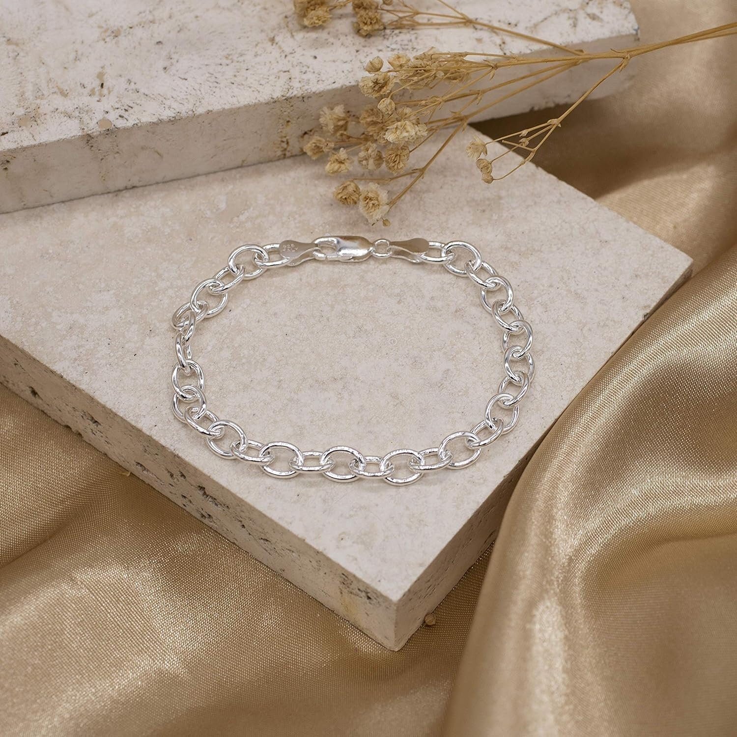 Sterling Silver Belcher Rolo Bracelet, 9mm Classic Style, 8"