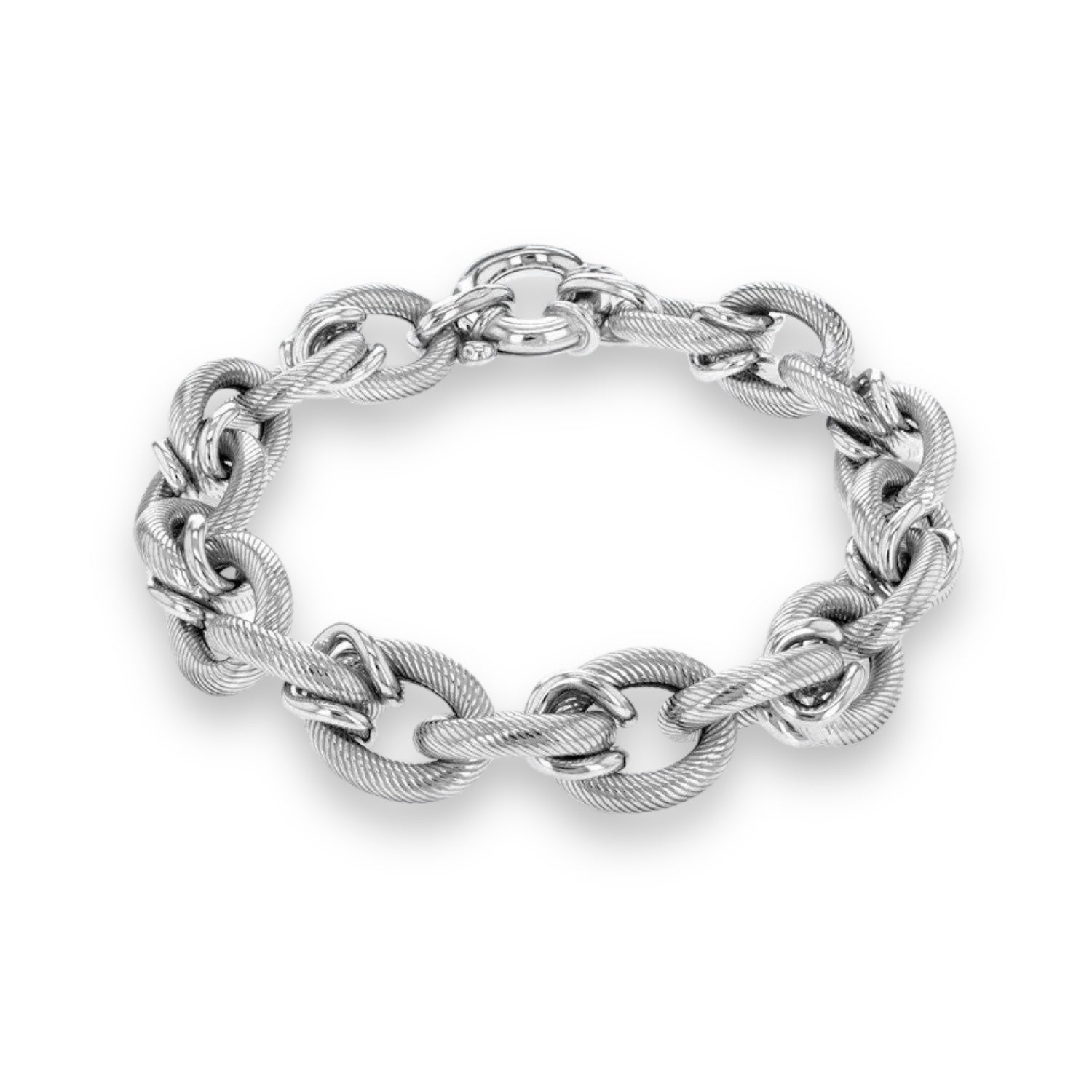 Sterling Silver Chunky Belcher Patterned Bracelet - 13mm