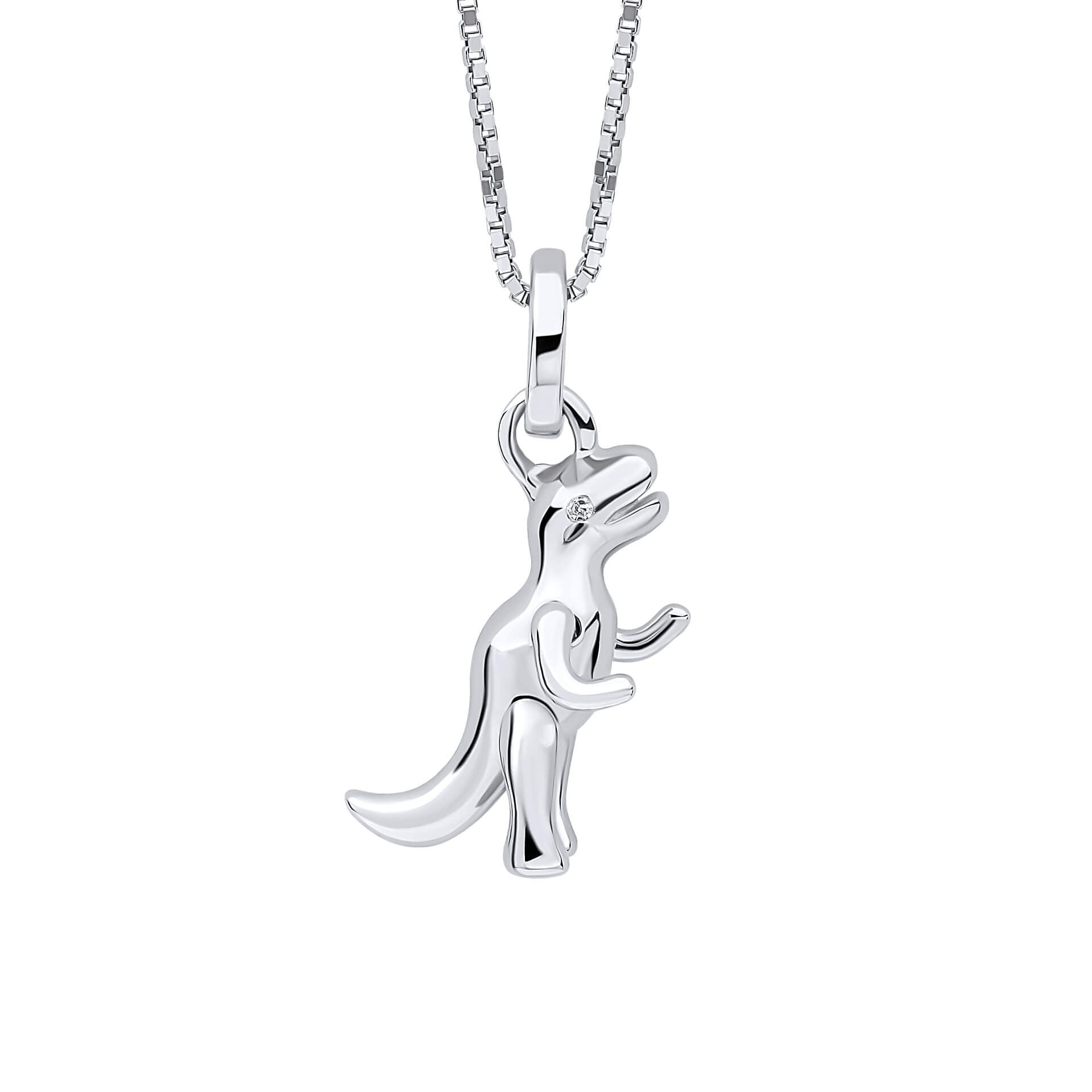 Sterling Silver Diamond Articulated T-Rex Pendant - Samuel Perry
