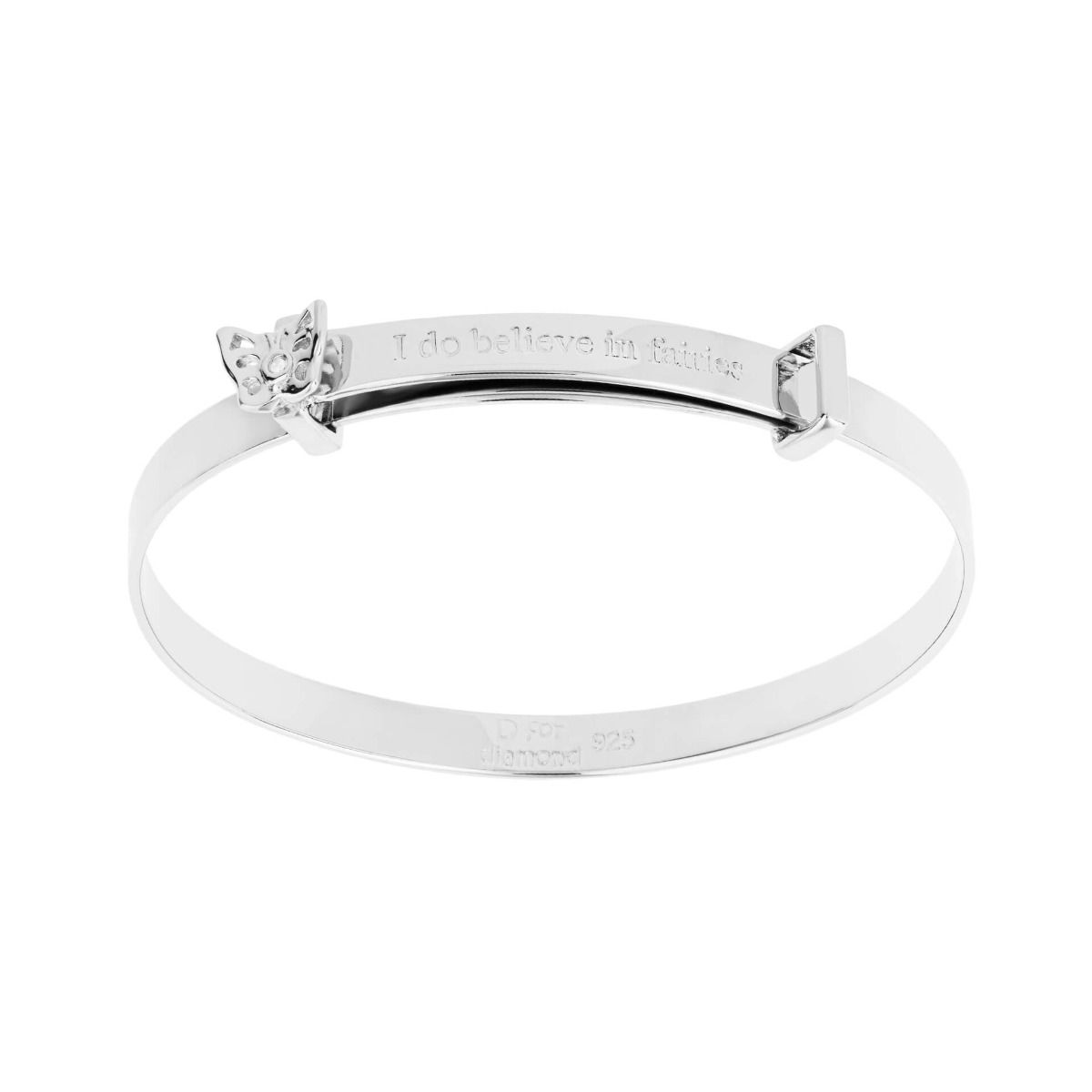 Sterling Silver Diamond Believe in Fairies Bangle - Samuel Perry