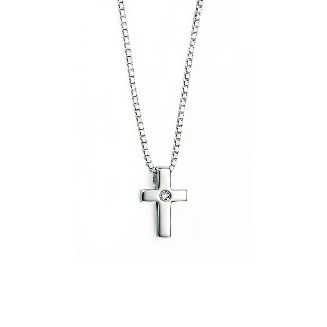 Sterling Silver Diamond Cross Pendant - Samuel Perry