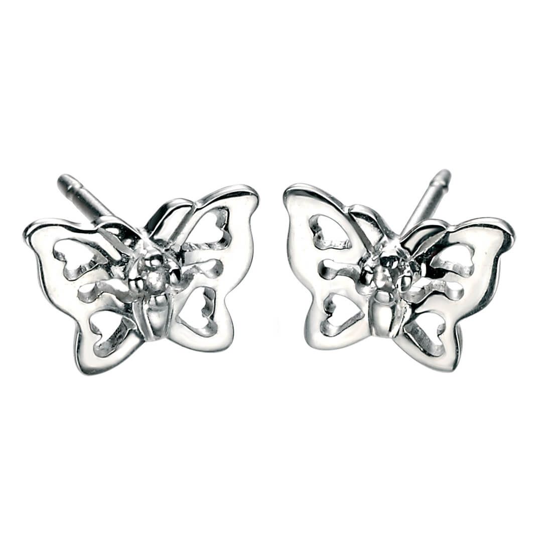 Sterling Silver Diamond Filigree Butterfly Stud Earring - Samuel Perry