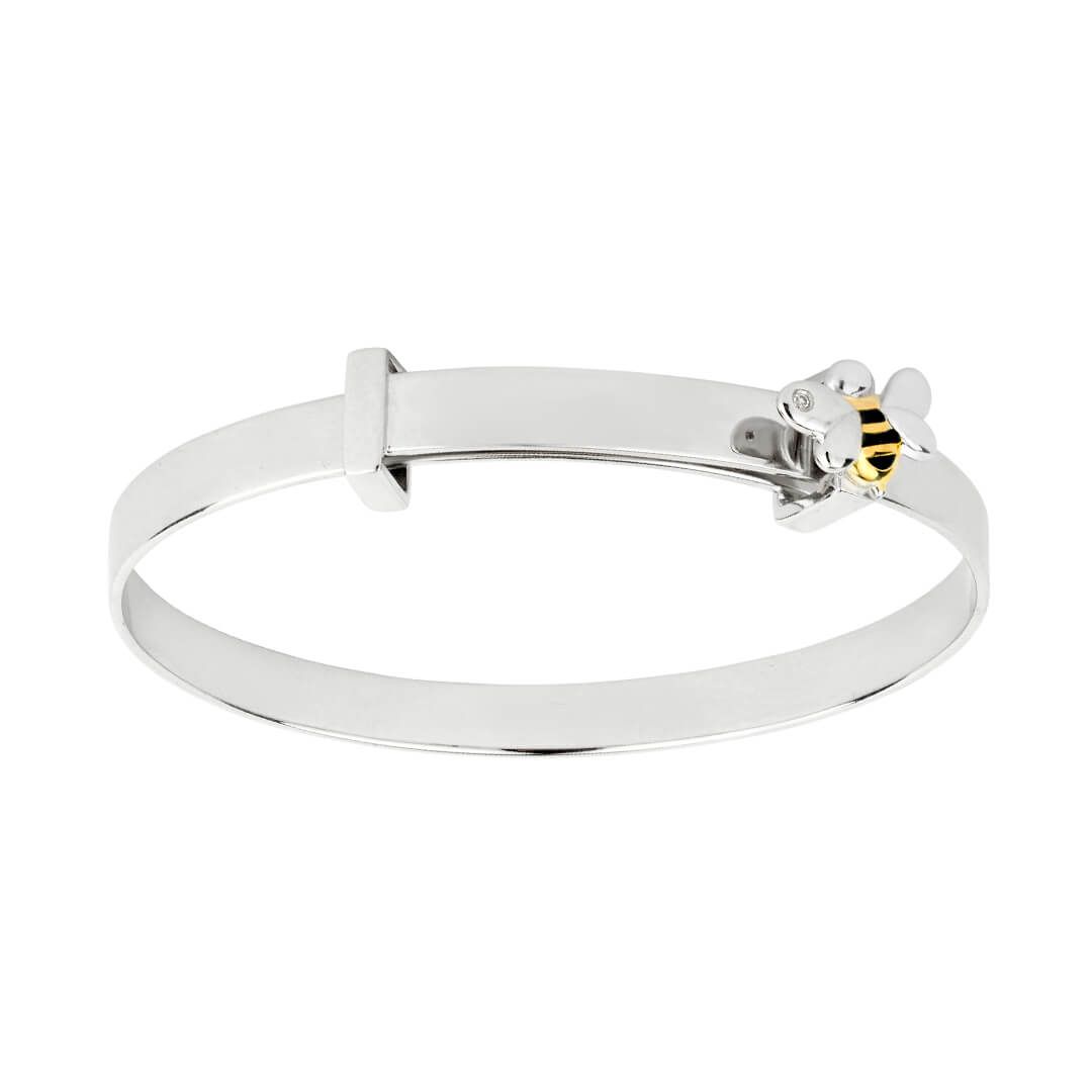 Sterling Silver Diamond Gold Plated Enamel Bee Bracelet - Samuel Perry