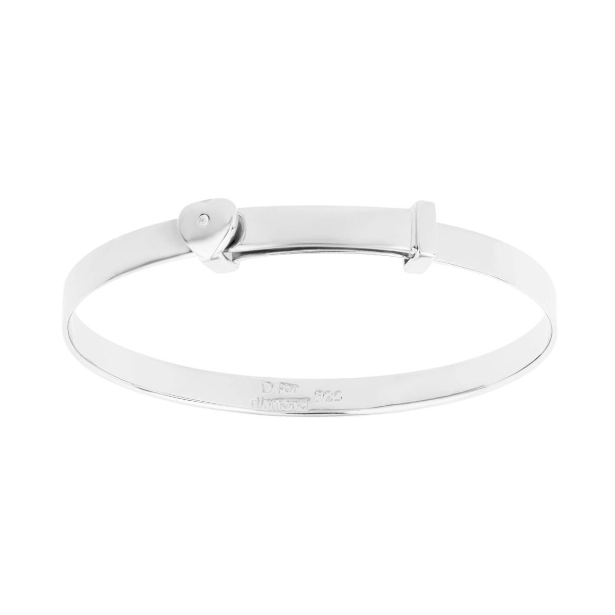 Sterling Silver Diamond Heart Baby Bangle - Samuel Perry