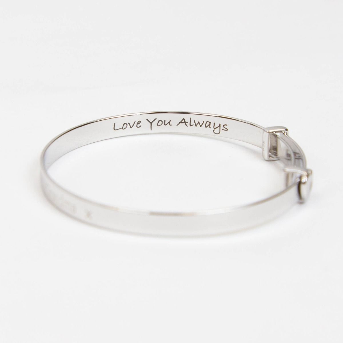 Sterling Silver Diamond Heart Baby Bangle - Samuel Perry