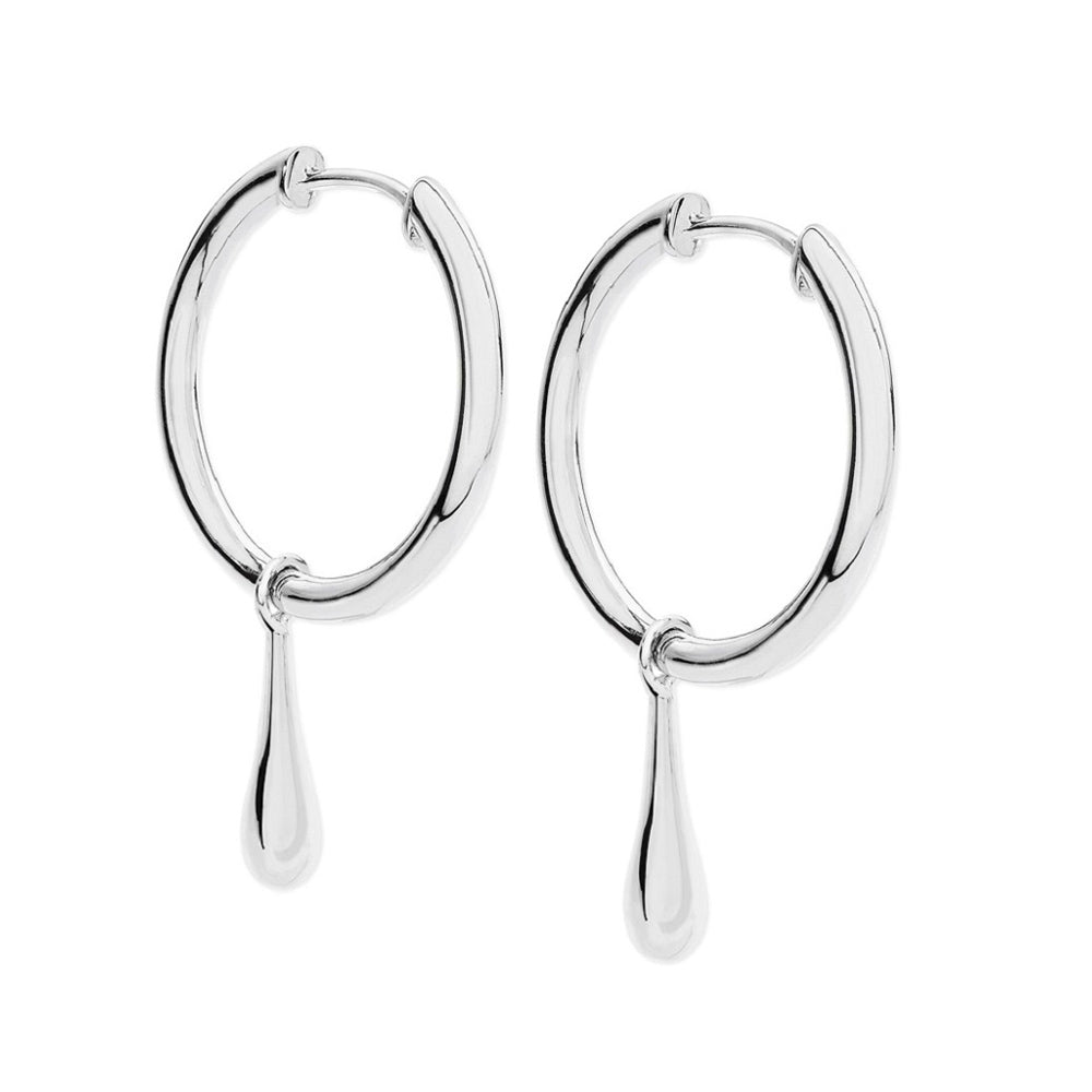 Sterling Silver Drop Hoops with Drop - Samuel Perry