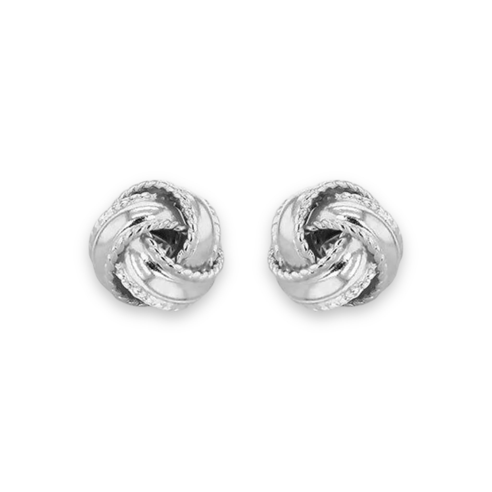 Sterling Silver Earrings Women's Textured Knot Studs 8mm