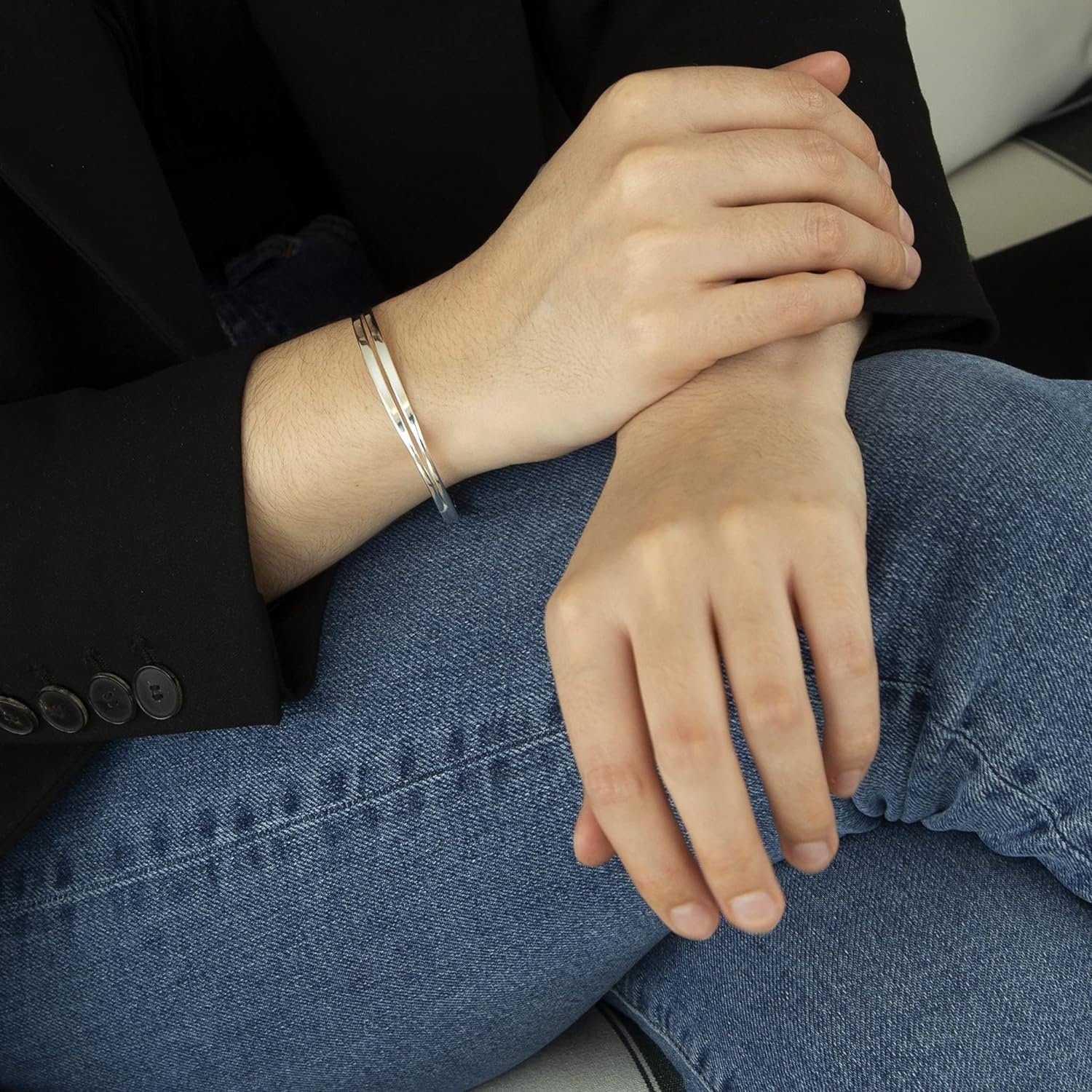 Sterling Silver Graduating Cuff Bangle, Intricate 6mm