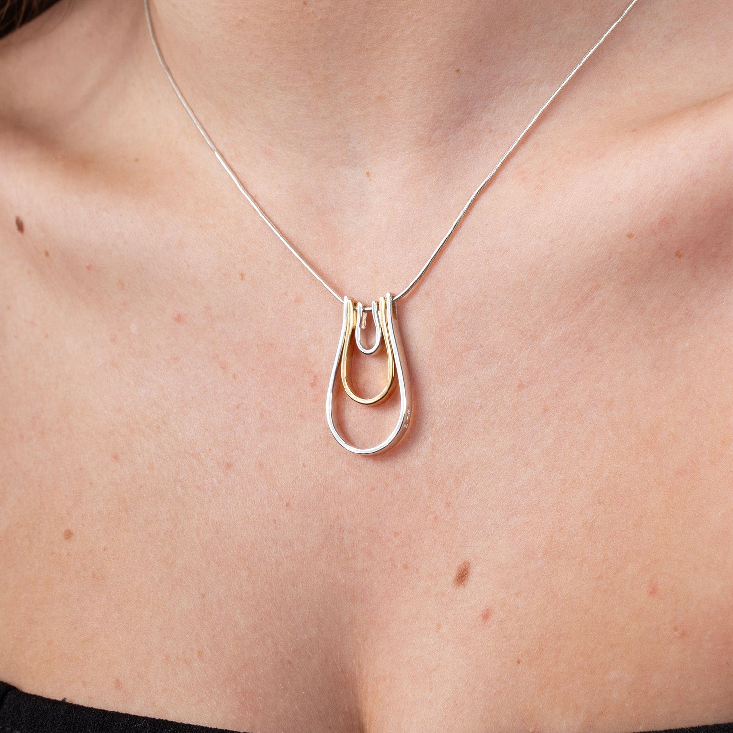 Sterling Silver Horse Shoe Tri Petal Pendant - Samuel Perry