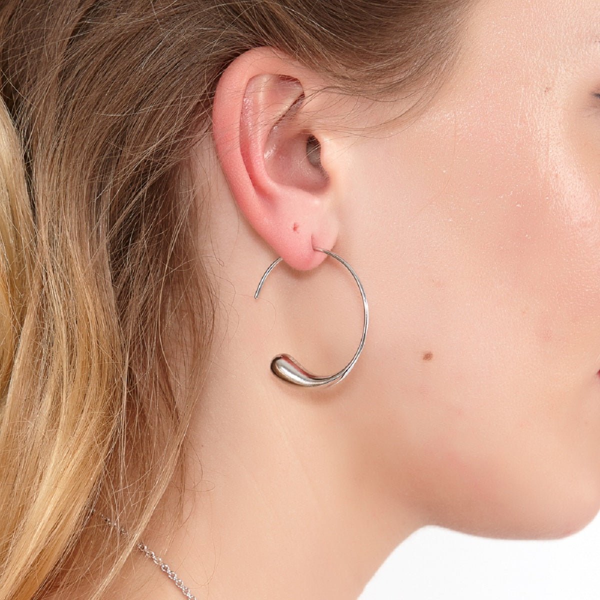 Sterling Silver Large Luna Hoop Earrings - Samuel Perry