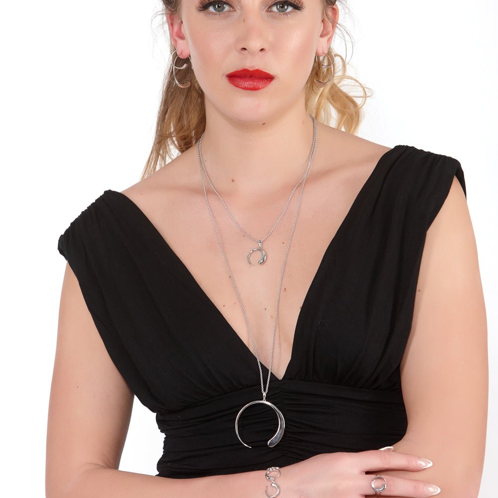 Sterling Silver Large Luna Pendant - Samuel Perry