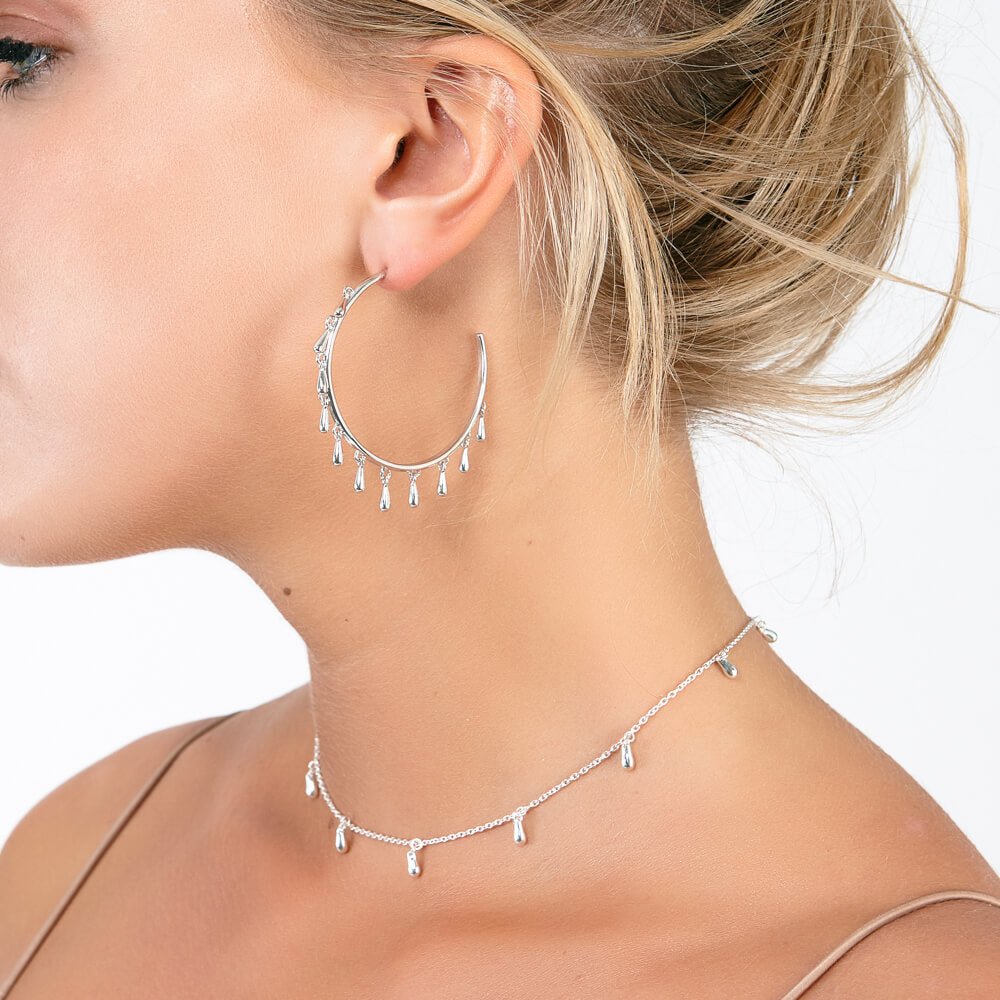Sterling Silver Multi Drop Hoops - Samuel Perry