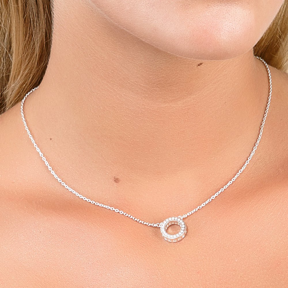 Sterling Silver Round Art Deco Pendant - Samuel Perry