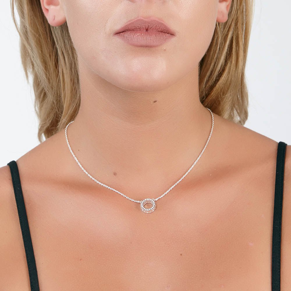 Sterling Silver Round Art Deco Pendant - Samuel Perry