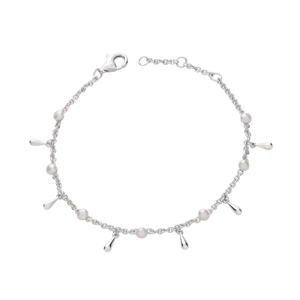 Sterling Silver Royal Pearl Drop Anklet - Samuel Perry