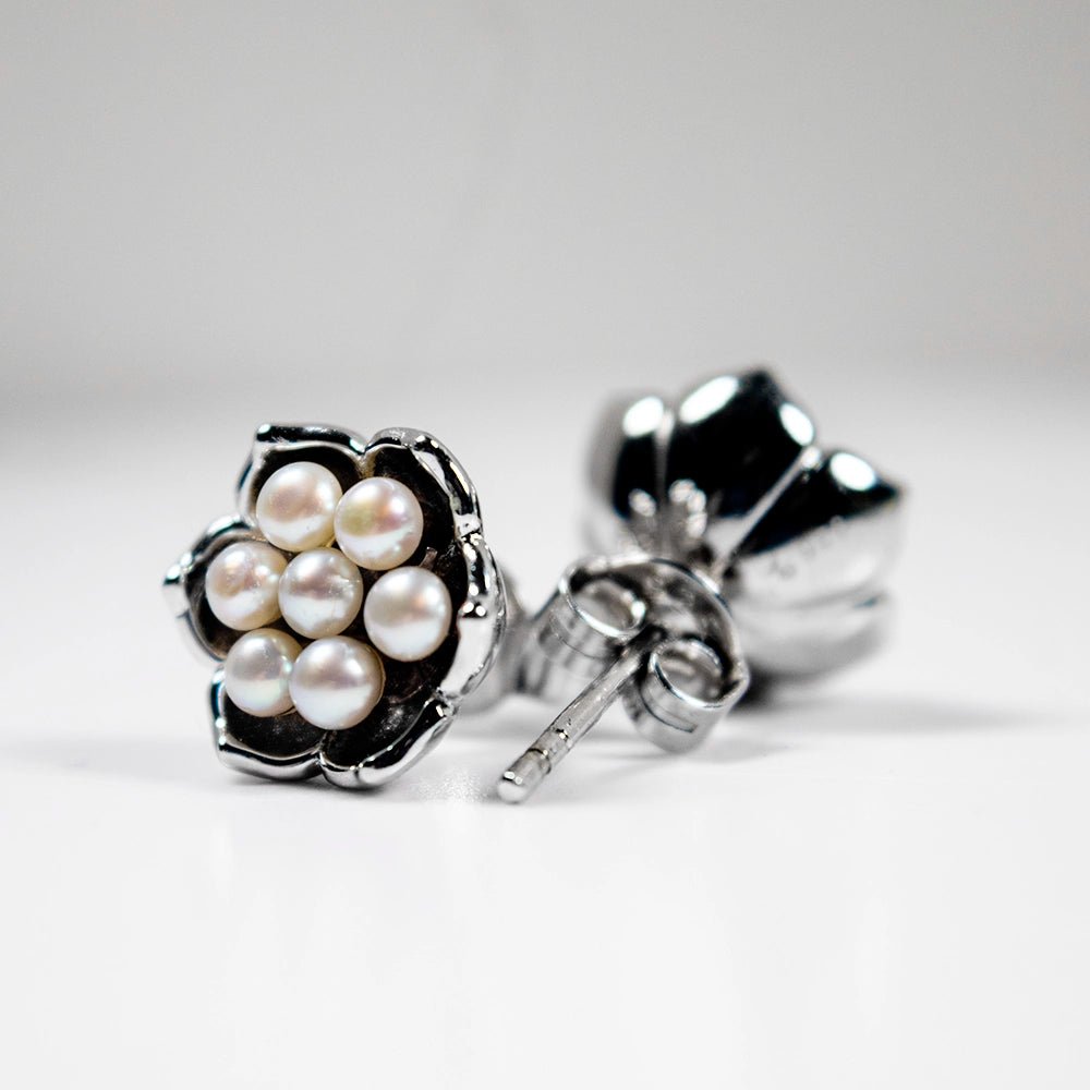 Sterling Silver Royal Pearl Flower Studs - Samuel Perry