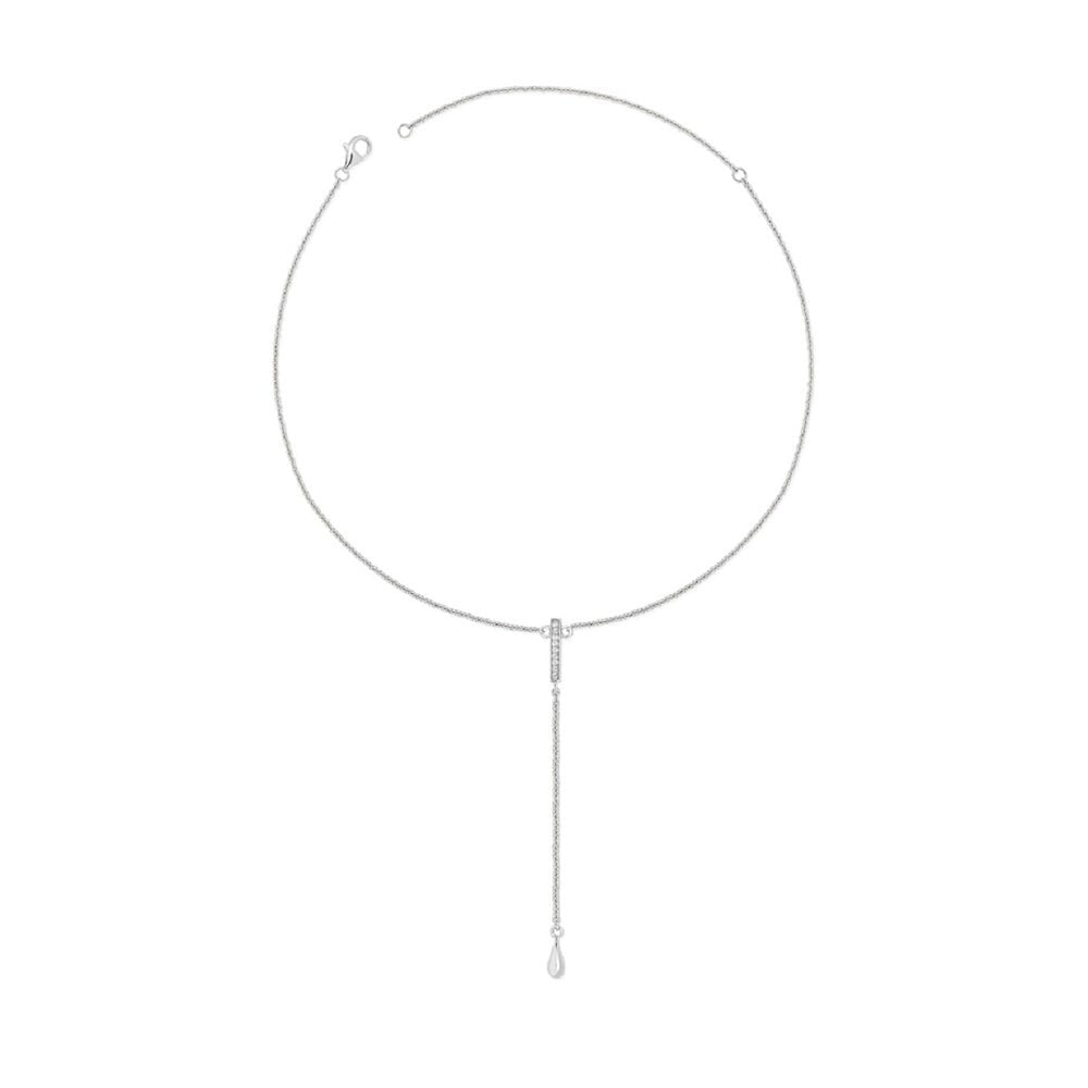 Sterling Silver Skinny Drip Long Pendant with White Topaz - Samuel Perry
