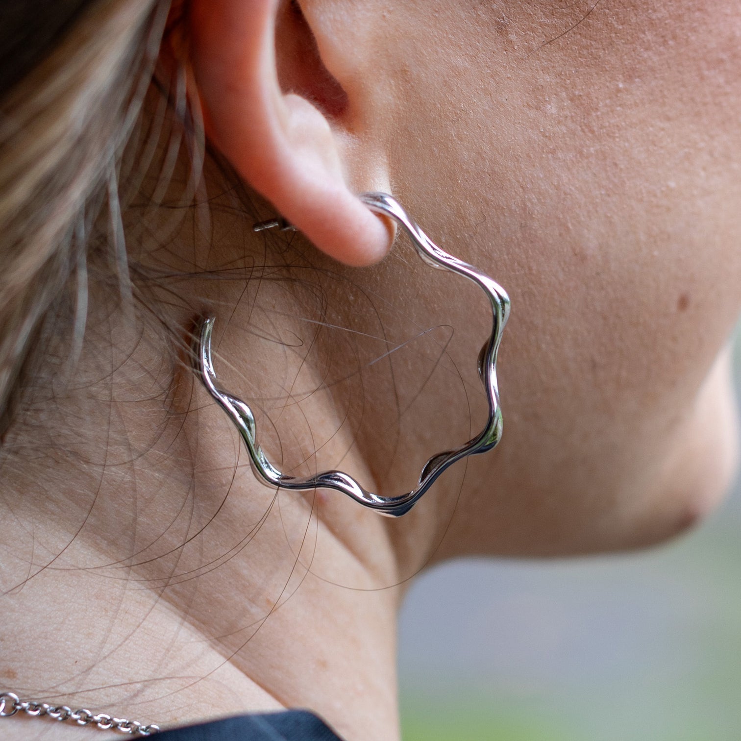 Sterling Silver Splash Wave Hoops - Samuel Perry