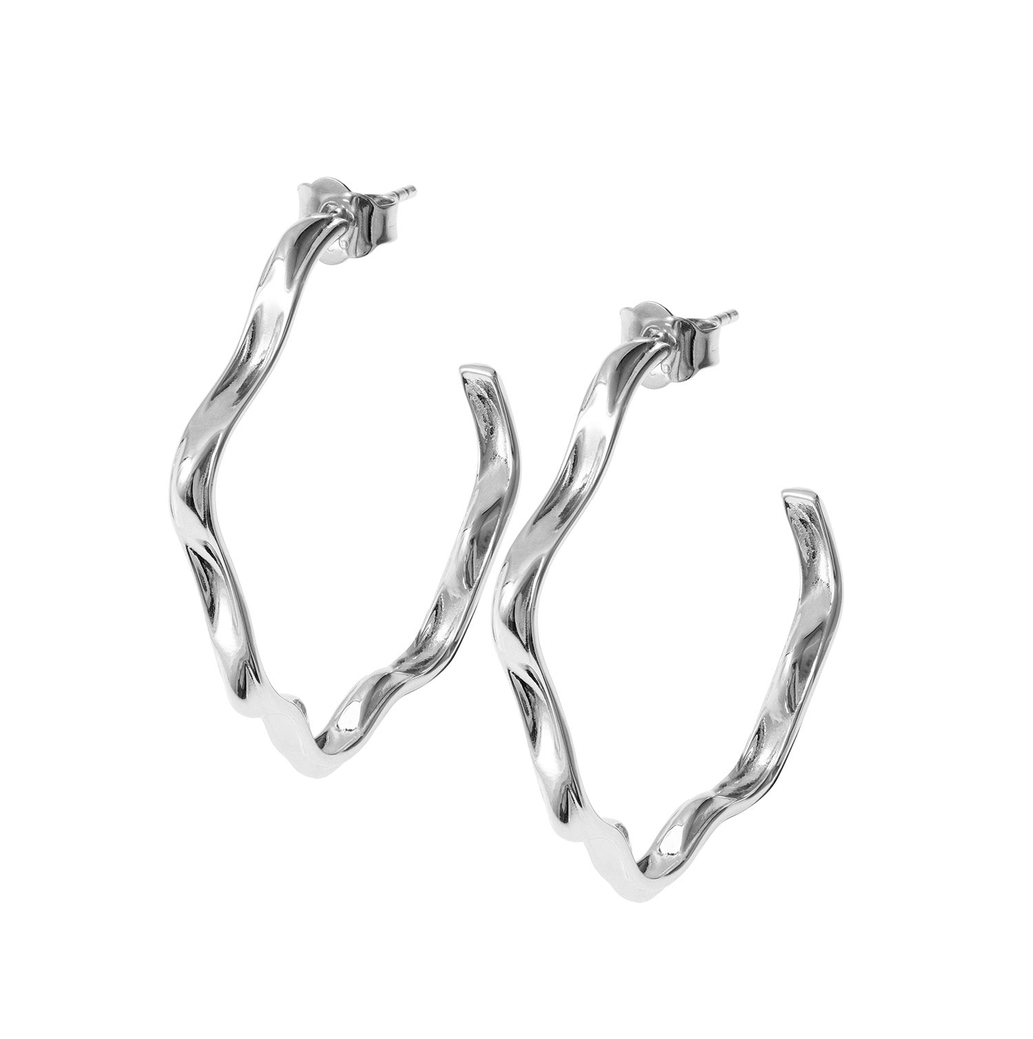 Sterling Silver Splash Wave Hoops - Samuel Perry