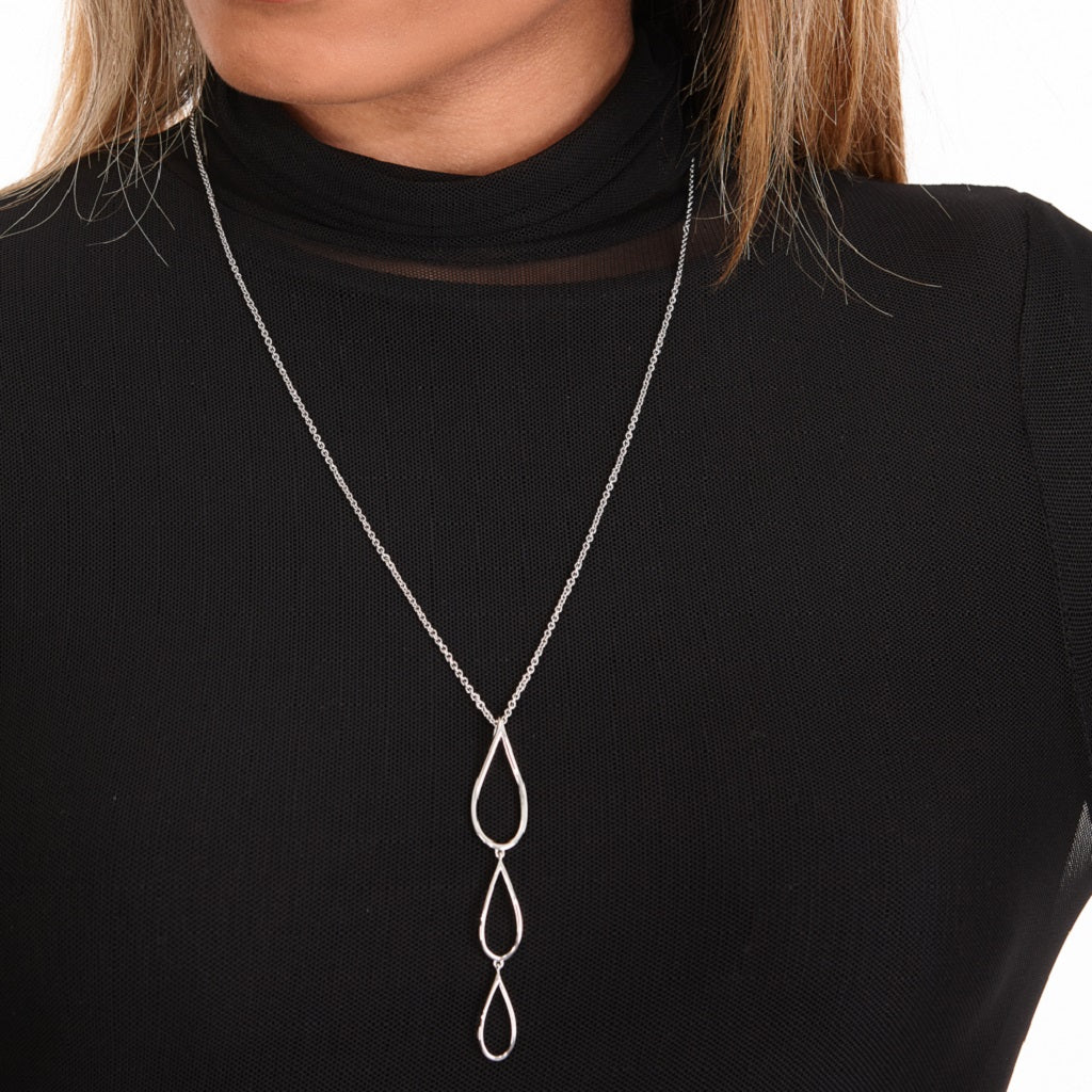 Sterling Silver Tri Petal Long Pendant in Gold Vermeil - Samuel Perry